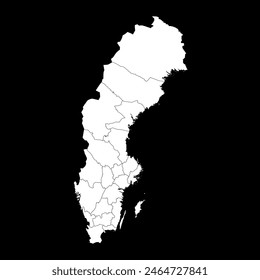 Sweden map with provinces. Vector illustration.