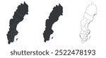 Sweden map set vector isolated outline Sweden map black map of Sweden 