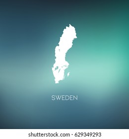 Sweden map silhouette - Abstract Blurred Background