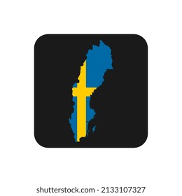 Sweden map silhouette with flag on black background