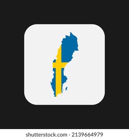 Sweden map silhouette with flag on white background
