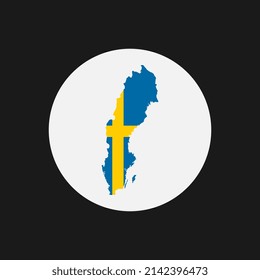 Sweden map silhouette with flag on white background