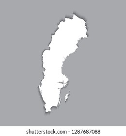 Sweden map silhouette with shadow effect. EPS10 vector with transparency organized in layers for easy editing.
