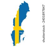 Sweden map. Map of Sweden with Swedish flag
