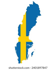 Sweden map. Map of Sweden with Swedish flag