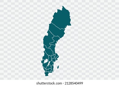 Sweden Map Teal Green Color on Backgound png
