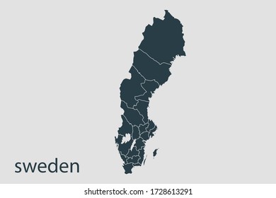 sweden map vector, Abstract design vector illustration Eps 10. Navy color.High Detailed on white background.