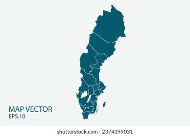 Sweden map vector, Abstract design vector illustration Eps 10. High Detailed on white background.