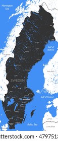 Sweden map | Vector detailed color Sweden map