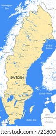 Sweden map | Vector detailed color Sweden map