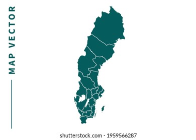Sweden map vector. green color on white background.