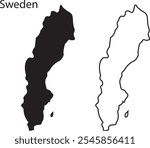 Sweden map vector illustration, scribble sketch Republic Sweden map, Sweden map silhouette, Sweden country