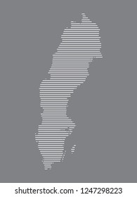 Sweden map vector with simple straight lines on black background illustration