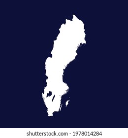 Sweden map vector. white color on blue background.