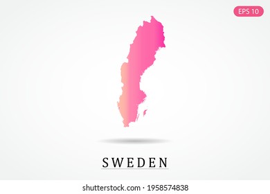 Sweden Map - World Map International vector template with Pink gradient color isolated on white background - Vector illustration eps 10