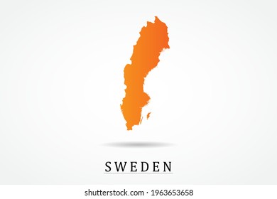 Schweden Karte - Weltkarte Internationale Vektorgrafik-Vorlage mit orangefarbenem Farbverlauf-Farbe einzeln auf weißem Hintergrund - Vektorgrafik eps10