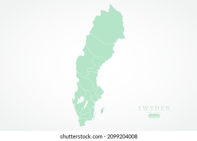 Schwedenplan - Weltkarte - Internationale Vektorvorlage mit hoher Detailgenauigkeit, einschließlich grüner und weißer Umrisse einzeln auf weißem Hintergrund - Vektorgrafik10