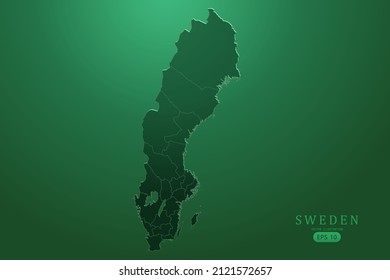 Sweden Map - World Map International vector template with High detailed and Green gradient color isolated on green background for design, infographic - Vector illustration eps 10