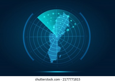 Schweden Karte - Weltkarte Internationale Vektorvorlage mit futuristischem Circle Radar Stil HUD, GUI, UI-Schnittstelle einzeln auf blauem Hintergrund für Design, Infografik - Vektorgrafik eps10