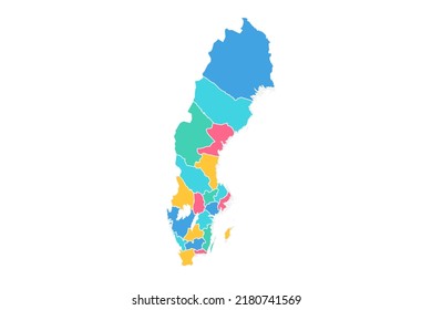 Sweden Map - World Map International vector template with High detailed including blue, green, pink, and yellow outline color isolated on white background - Vector illustration eps 10