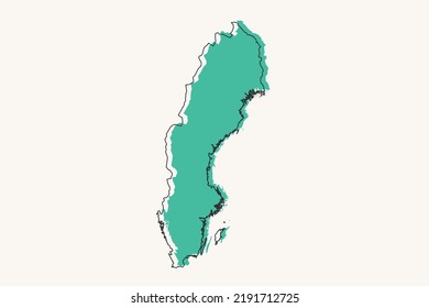 Mapa de Suecia - Mapa mundial Planilla vectorial internacional con formas geométricas negras y verdes y estilo de líneas aisladas en fondo blanco para diseño, infografía - Ilustración vectorial eps 10