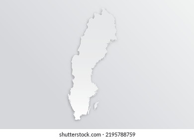 Mapa de Suecia - Mapa mundial Planilla vectorial internacional con 3D, estilo de papel con sombra y color blanco sobre fondo gris para diseño, educación, infografía - Ilustración vectorial eps 10