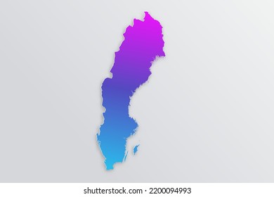 Sweden Map - World map International vector template with 3D, paper style including shadow and Gradient blue, purple color on grey background for design, infographic - Vector illustration eps 10