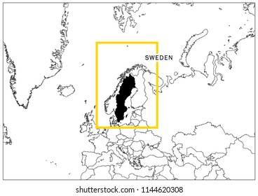 Sweden map yellow frame geography national 