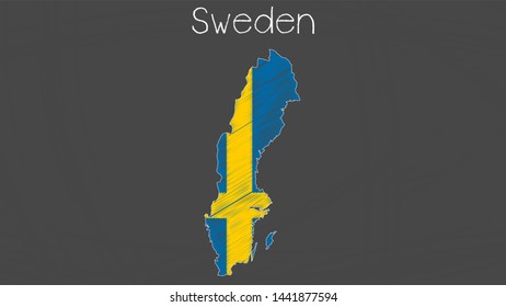 Sweden map-flag chalkboard style vector illustration.