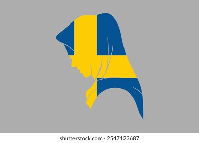 Schweden Muslimische Mädchen tragen Frankreich Flagge hijab, Schweden Flagge Vektorgrafik, Schweden Flagge ist ein Symbol der Freiheit, National Schweden Flagge, Vektorgrafik
