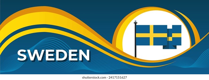 Schwedens nationales Tagesbanner-Design. Schwedische Flagge Thema grafische Web-Kunst Hintergrund. Schweden Grafik Design, Schweden Flagge Skandinavien Abstrakte Feierlichkeiten Muster, blau gelbe Farbe.