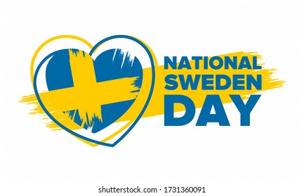 Sweden National Day. Celebrated annually on June 6 in Sweden. Happy national holiday of freedom. Swedish flag. Northern Scandinavian country. Patriotic poster design. Vector illustration