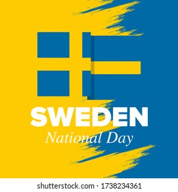 Sweden National Day. Celebrated annually on June 6 in Sweden. Happy national holiday of freedom. Swedish flag. Northern Scandinavian country. Patriotic poster design. Vector illustration