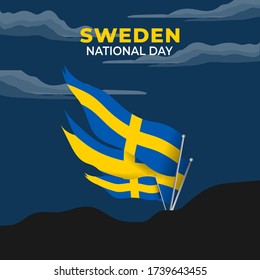 Sweden National Day. Celebrated annually on June 6 in Sweden. Happy national holiday of freedom. Swedish flag. Can used for Patriotic poster, greeting card, banner, flyer design. Vector illustration