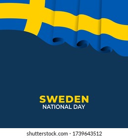 Sweden National Day. Celebrated annually on June 6 in Sweden. Happy national holiday of freedom. Swedish flag. Can used for Patriotic poster, greeting card, banner, flyer design. Vector illustration