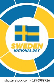 Sweden National Day. Celebrated annually on June 6 in Sweden. Happy national holiday of freedom. Swedish flag. Northern Scandinavian country. Patriotic poster design. Vector illustration