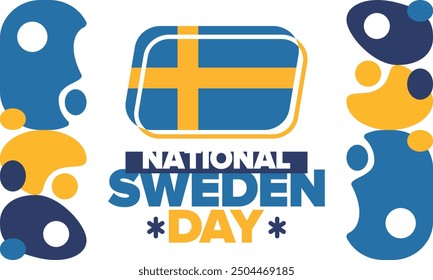 Sweden National Day. Celebrated annually on June 6 in Sweden. Happy national holiday of freedom. Swedish flag. Northern Scandinavian country. Patriotic poster design. Vector illustration