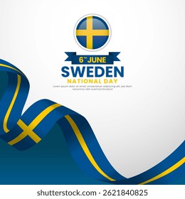 Sweden national day Square banner background with waving flag vector illustration