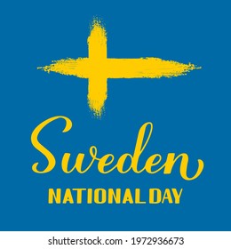 Sweden National Day typography poster. Swedish  holiday on June 6. Easy to edit vector template for banner, flyer, sticker, greeting card, etc.