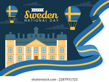 Schweden-Nationalfeiertag-Vektorgrafik am 6. Juni Feier mit schwedischer Flagge in flatter Cartoon-Hand gezeichnet für Web-Banner oder Landing Page-Vorlagen