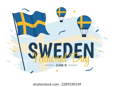 Sweden National Day Vector Illustration on 6 June Celebration with Swedish Flag in Flat Cartoon Hand Drawn for Web Banner or Landing Page Templates