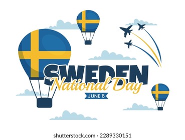 Schweden-Nationalfeiertag-Vektorgrafik am 6. Juni Feier mit schwedischer Flagge in flatter Cartoon-Hand gezeichnet für Web-Banner oder Landing Page-Vorlagen