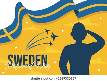 Sweden National Day Vector Illustration on 6 June Celebration with Swedish Flag in Flat Cartoon Hand Drawn for Web Banner or Landing Page Templates