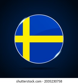 sweden national flag Circle button Icon. Simple flag, official colors and proportion correctly. Flat vector illustration.