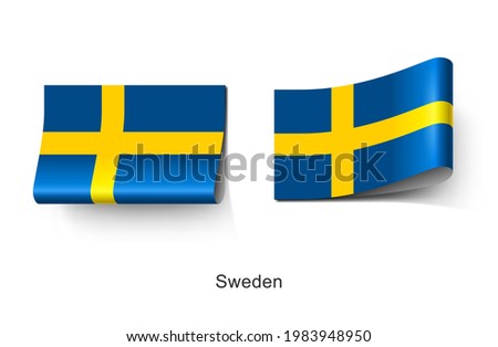 The Sweden National Flag Clothing Label Tag. Illustration Flag of Sweden Country in Europe. Fabric Label Tag Concept Vector.