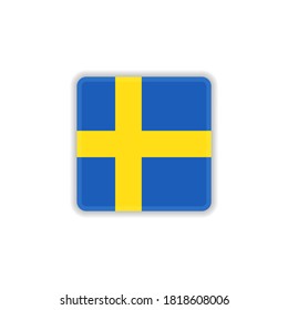 Sweden national flag flat icon, vector sign, official flag of Sweden colorful pictogram isolated on white. Symbol, logo illustration. Flat style design