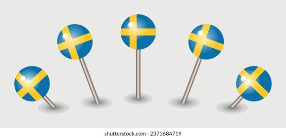 Sweden national flag map marker pin icon illustration