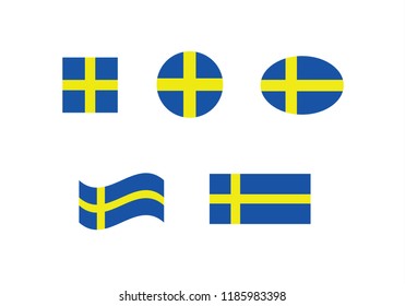 Sweden national flag set country emblem state symbol