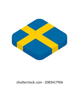 Suecia. Bandera nacional. Icono 3D plano vectorial