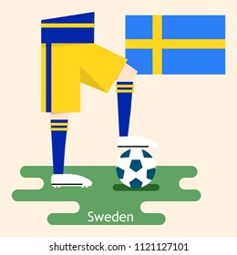 Sweden, national soccer Jerseys and flag, flat design